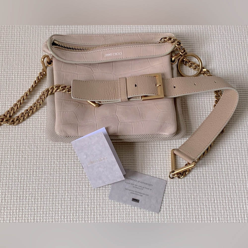 Jimmy Choo beige leather crossbody bag